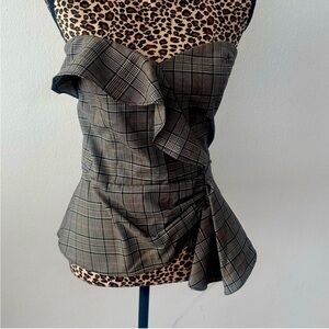 Parker Gray Plaid and Leopard Print Top